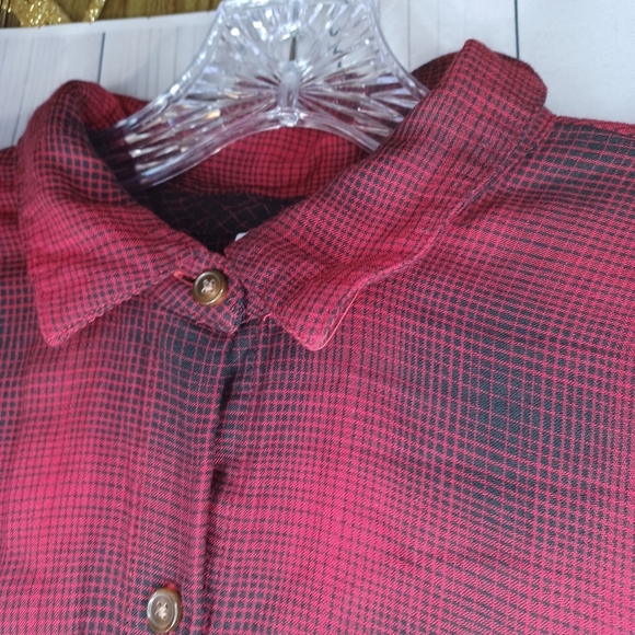 J.Jill Red And Black Plaid Long Sleeve Button Down Shirt - Picture 5 of 12